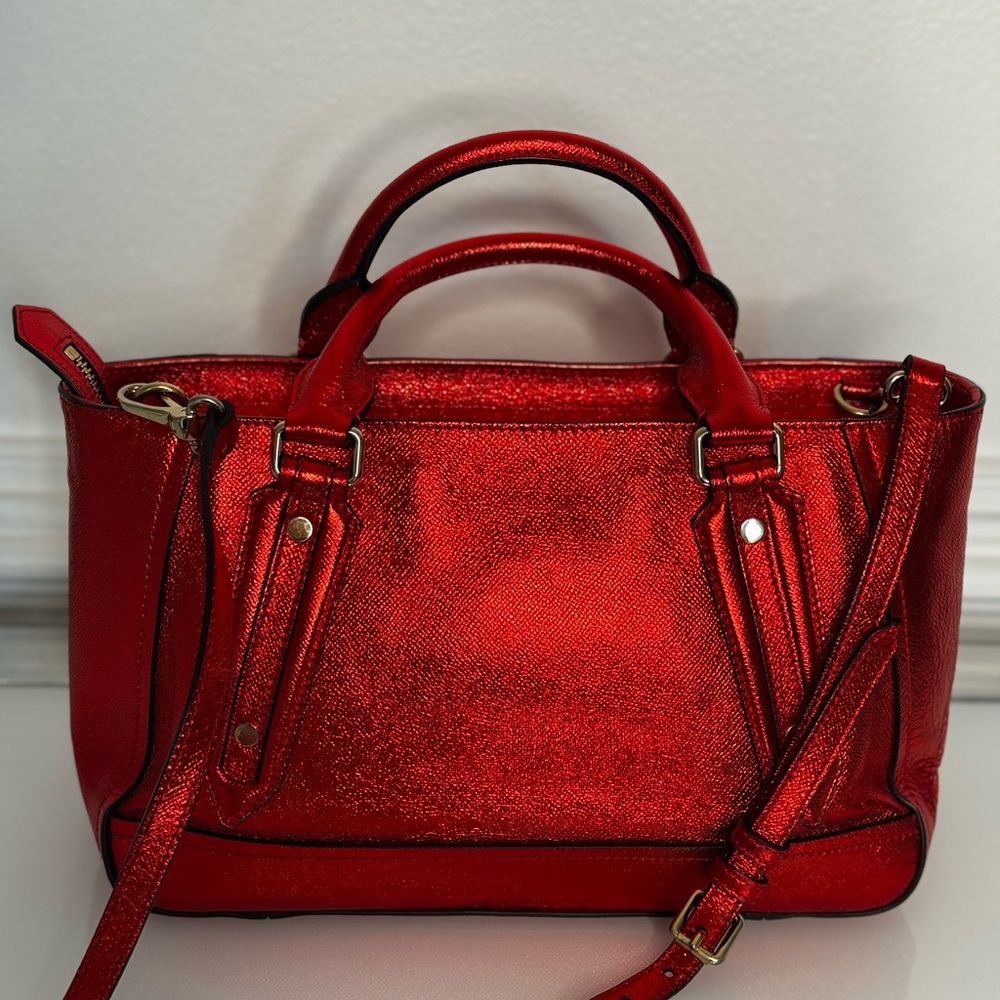 Burberry Metallic Red Leather Somerford - Picture 3 of 17